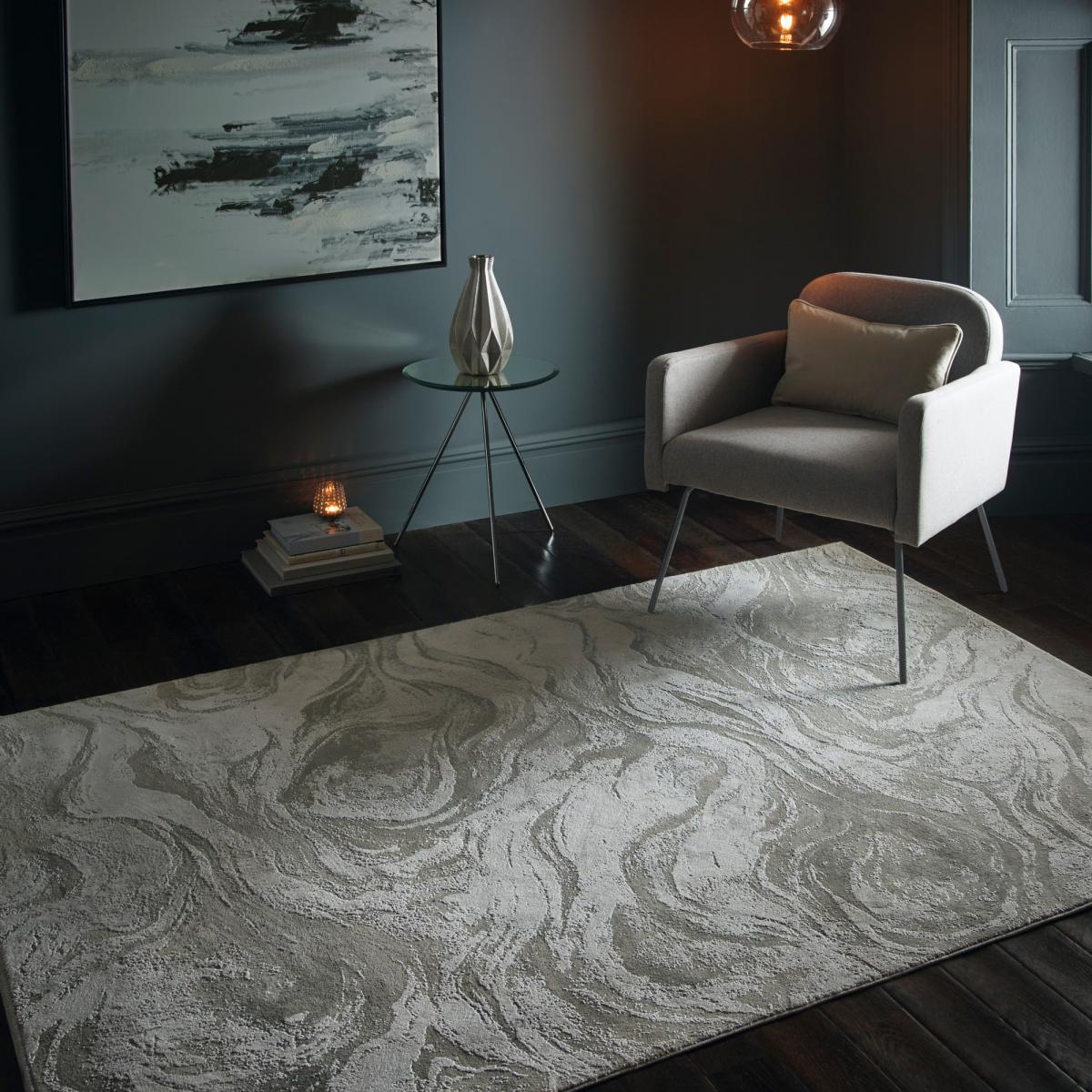 Lavico Swirling Marble Rug by Clarke & Clarke in Champagne Beige120x170cm