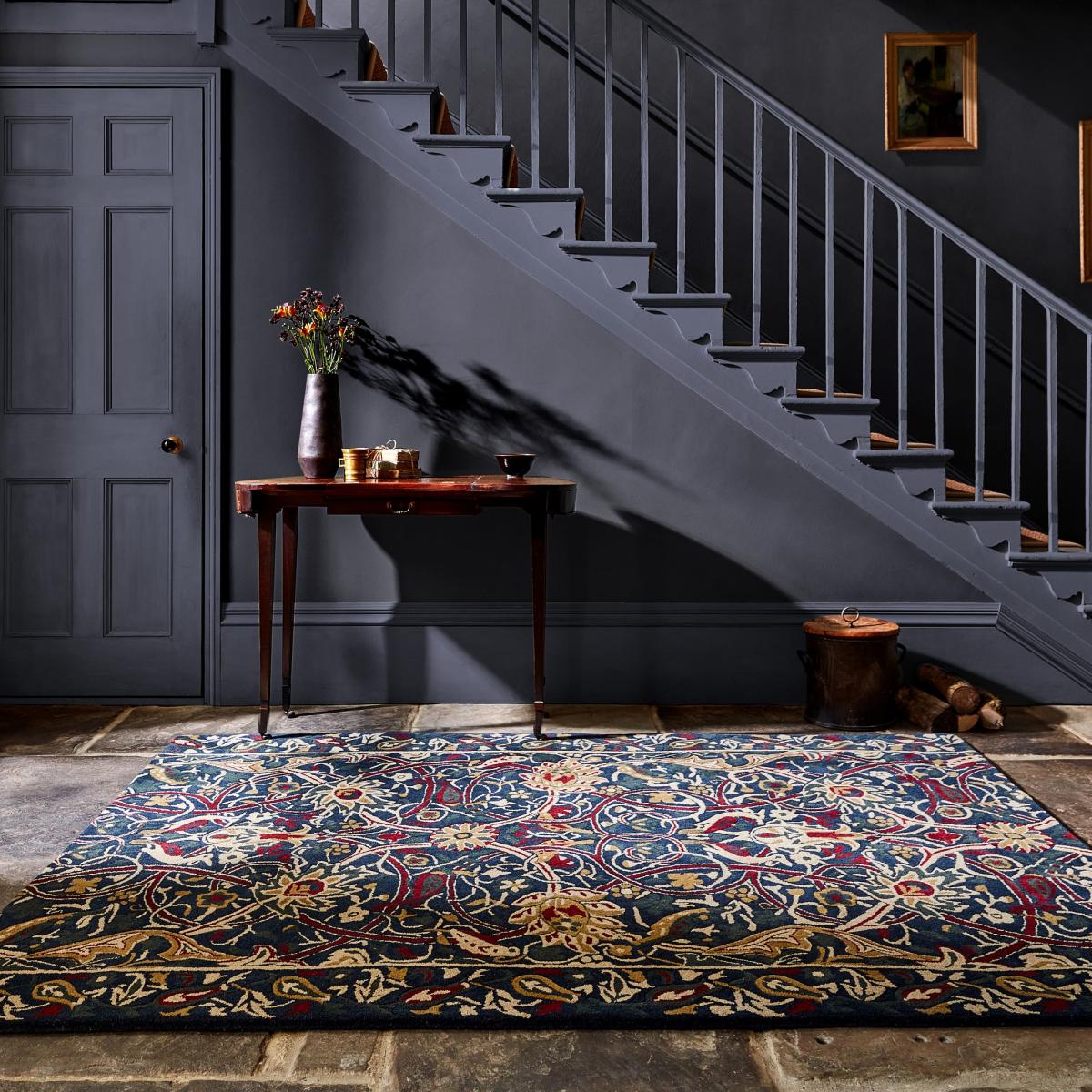Bullerswood Floral Rugs 127308 in Indigo Red By William Morris – image 2