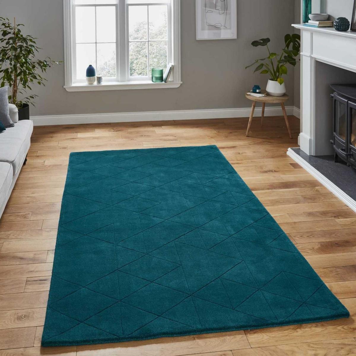 Kasbah KB2025 Geometric Wool Rugs in Jewel Green – image 1