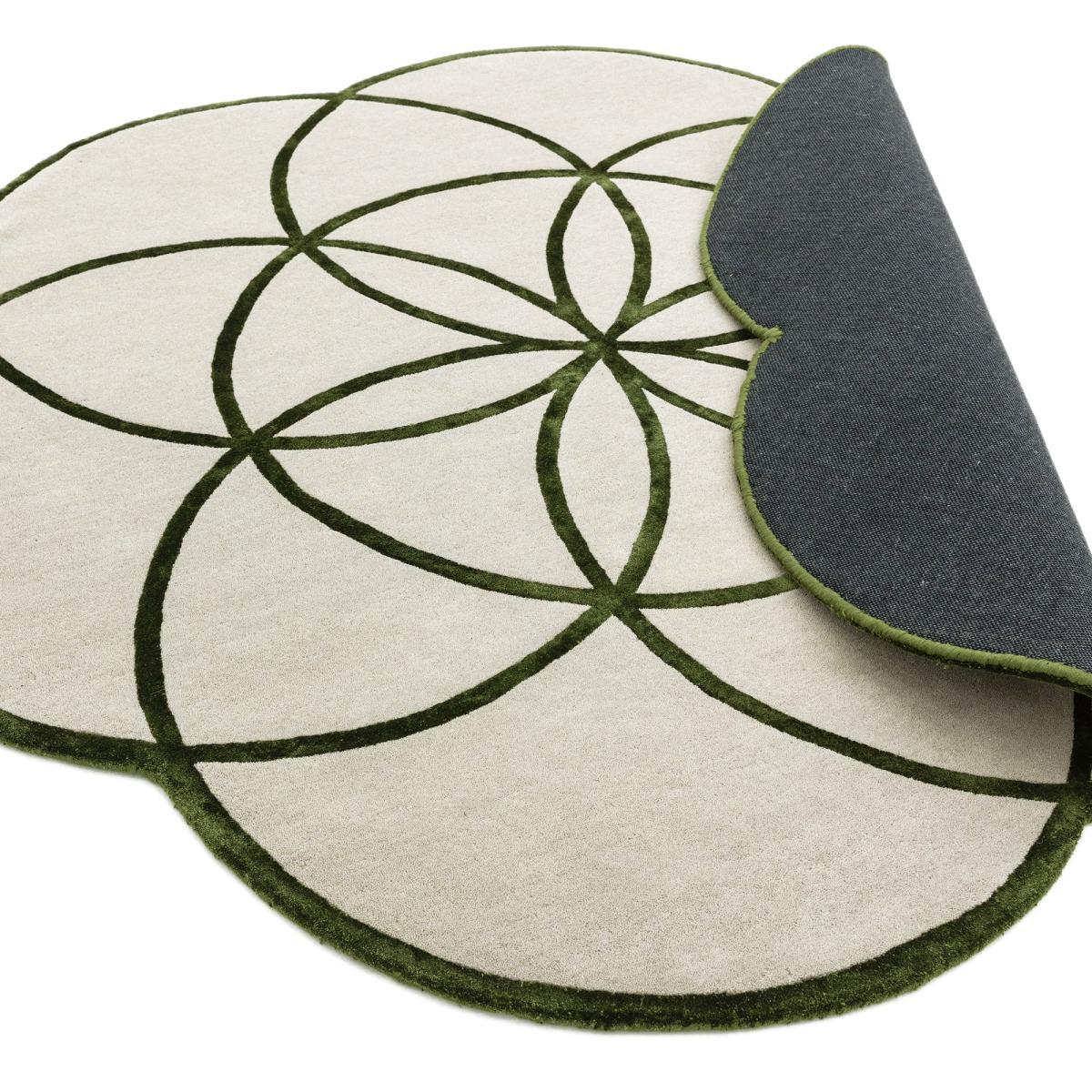 Lotus Round Geometric Wool Rugs in Green200x200cm – image 4