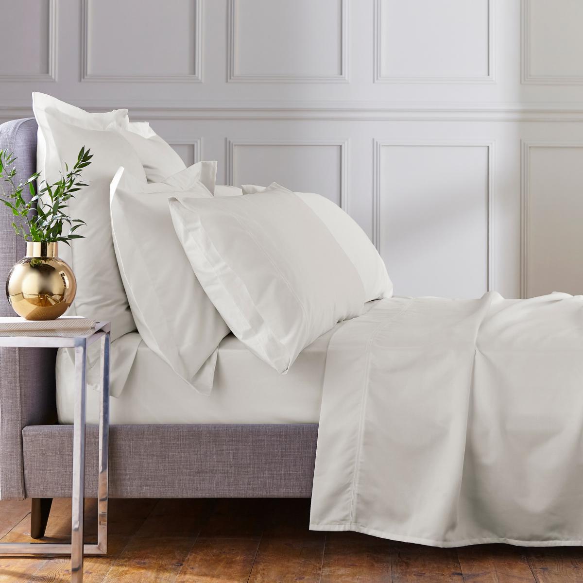 Plain Dye Fitted Sheet By Bedeck of Belfast in Chalk Cream 210x210cm – image 2