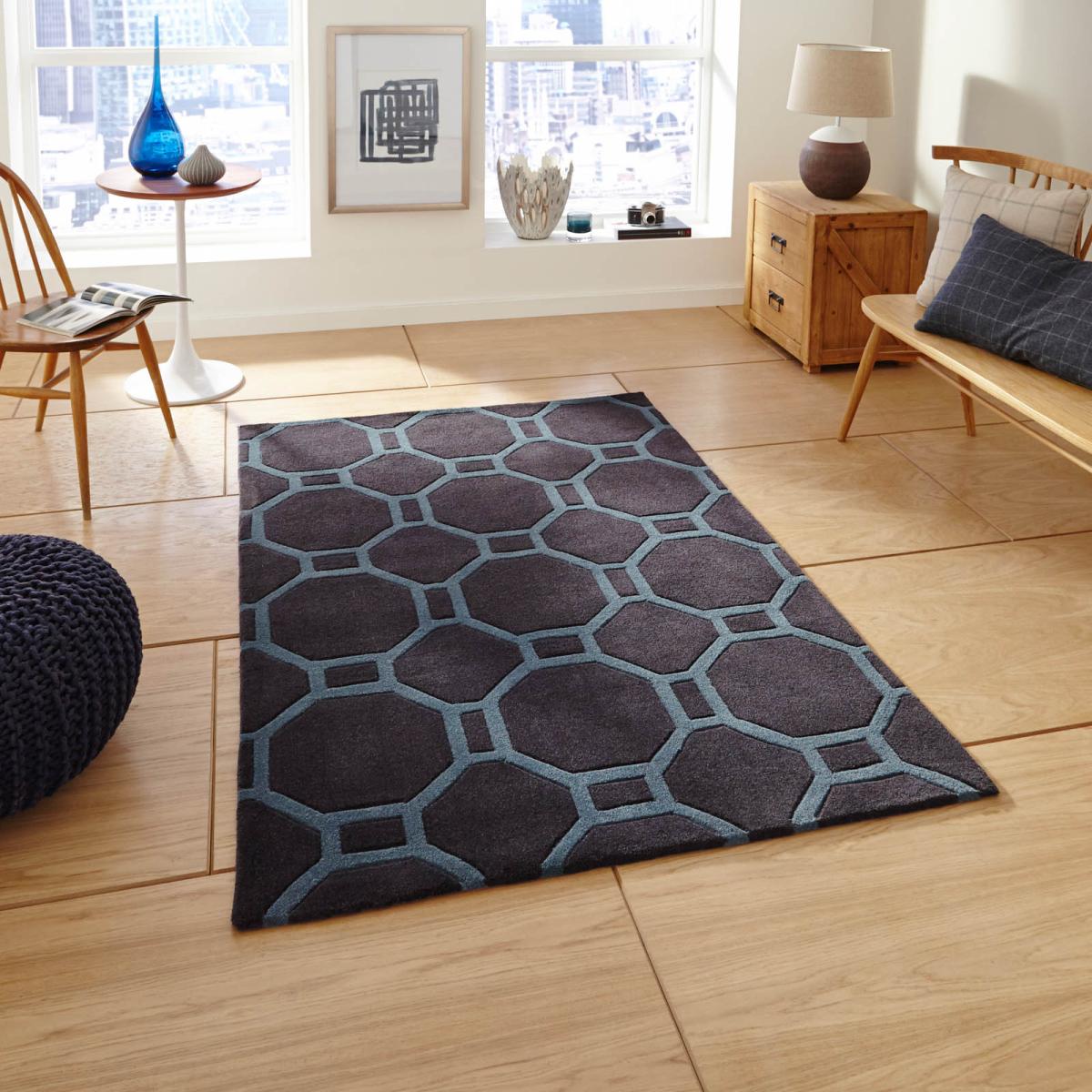 Hong Kong HK 4338 Rugs in Charcoal Blue 90x150cm – image 1