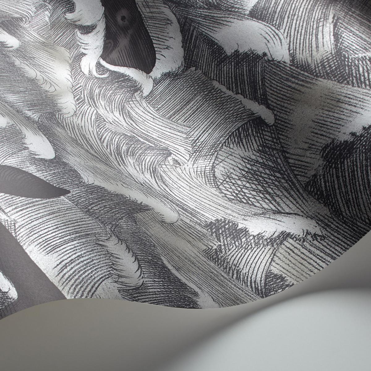 Melville Wallpaper 1005 by Cole & Son in Metallic CharcoalRoll