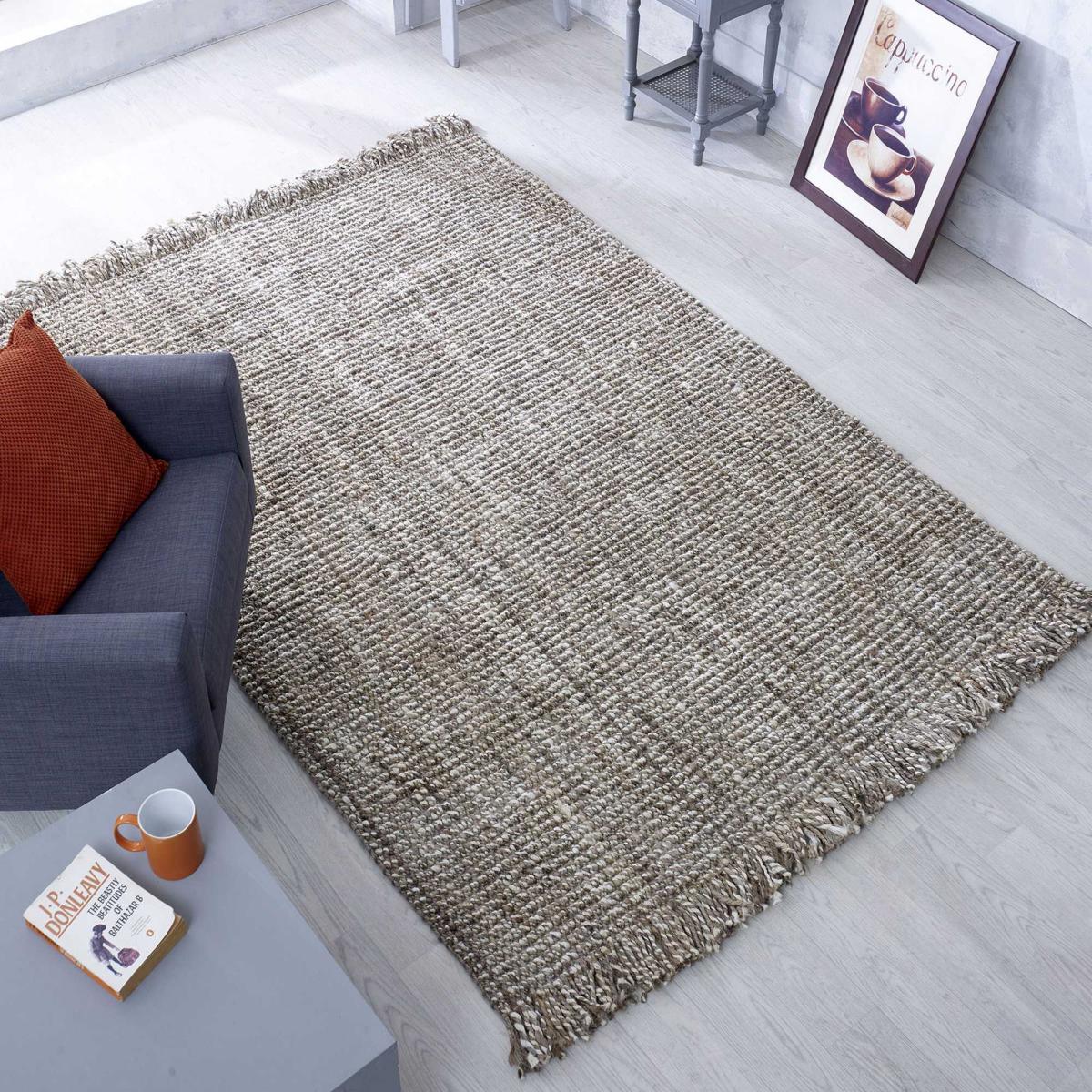 Lagos Jute Fringe Rug in Grey – image 2