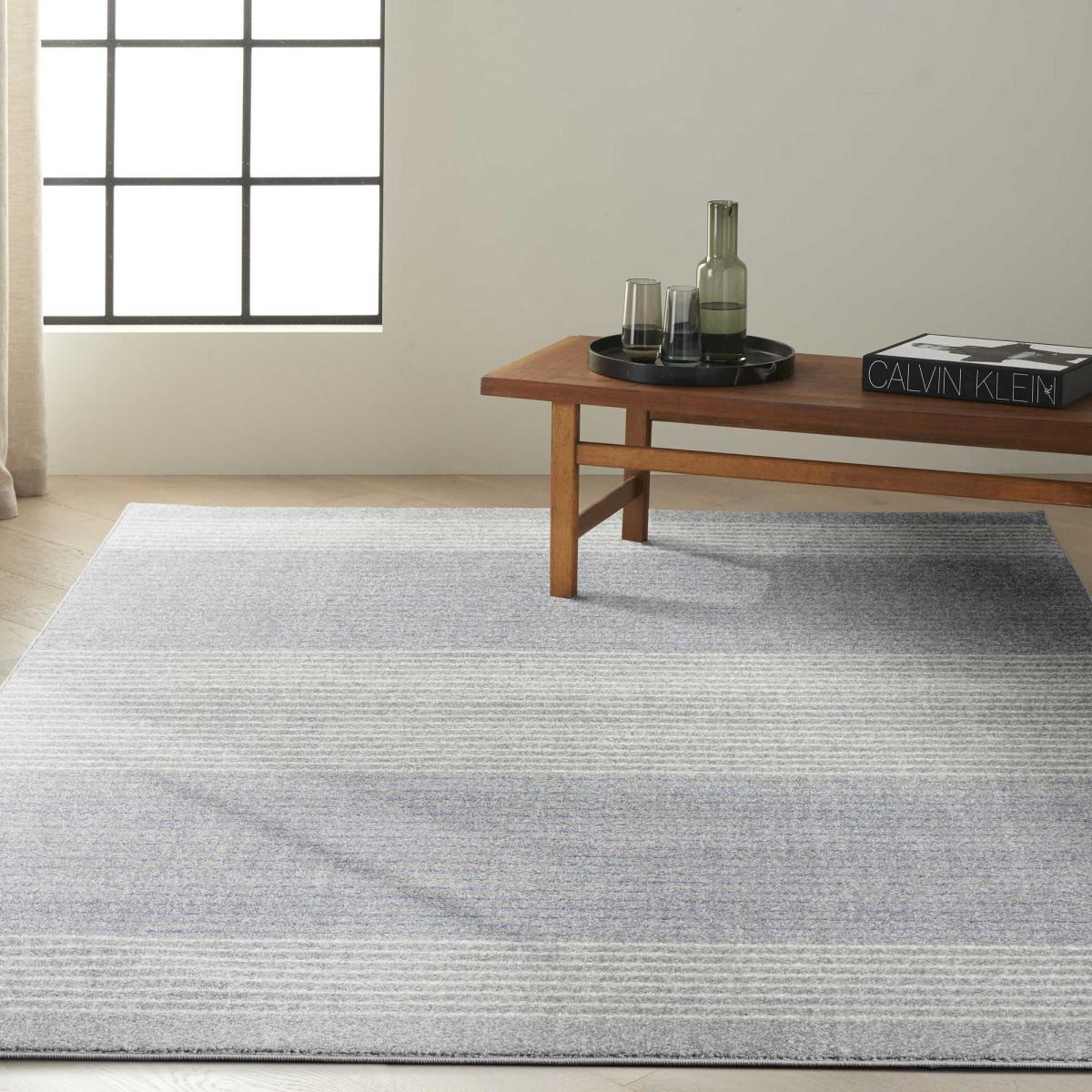 Calvin Klein Stripe Designer Rugs CK001 River Flow RFV06 in Blue Grey – image 2