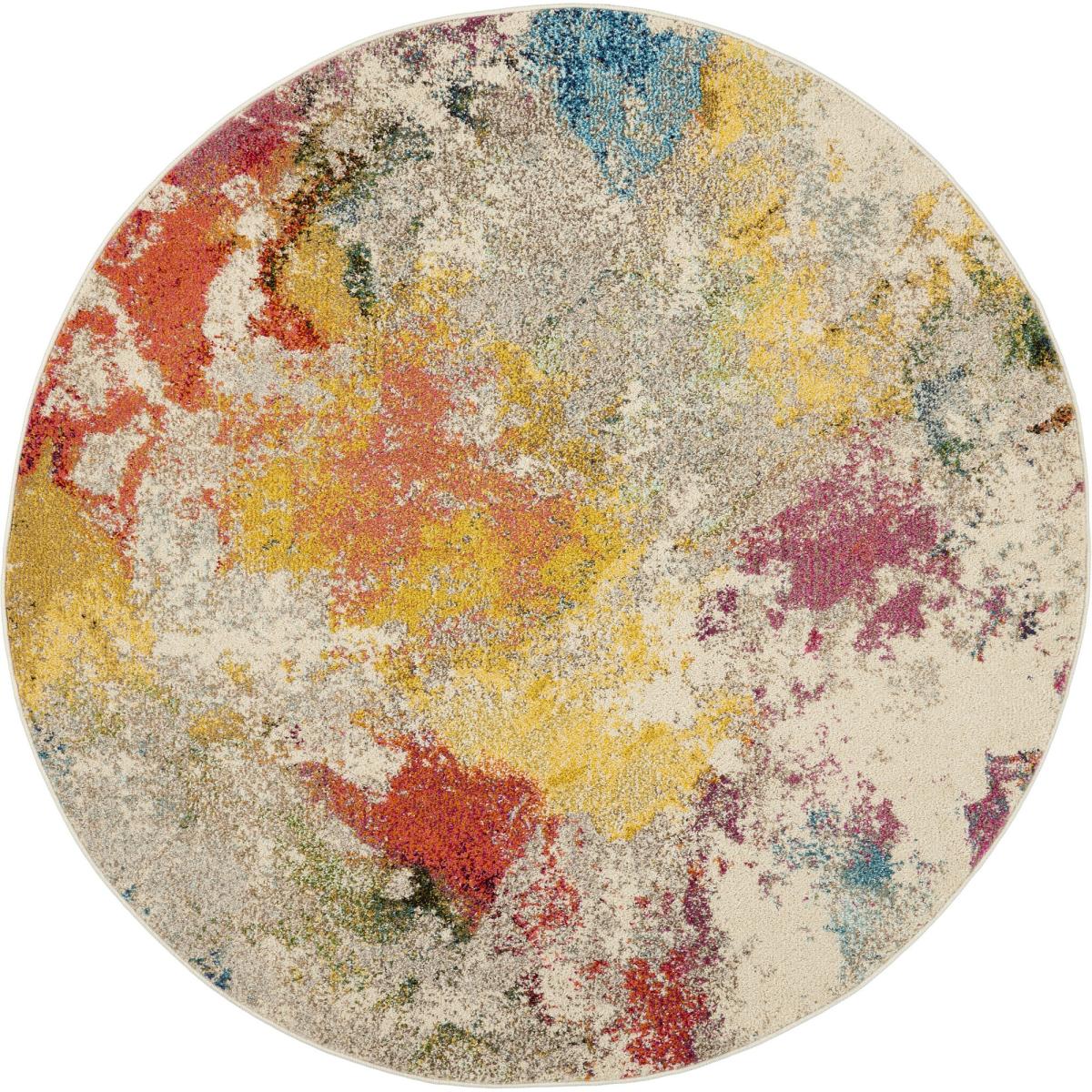 Celestial Modern Abstract Circle Round Rugs CES12 IVMTC by Nourison 160x160cm – image 5