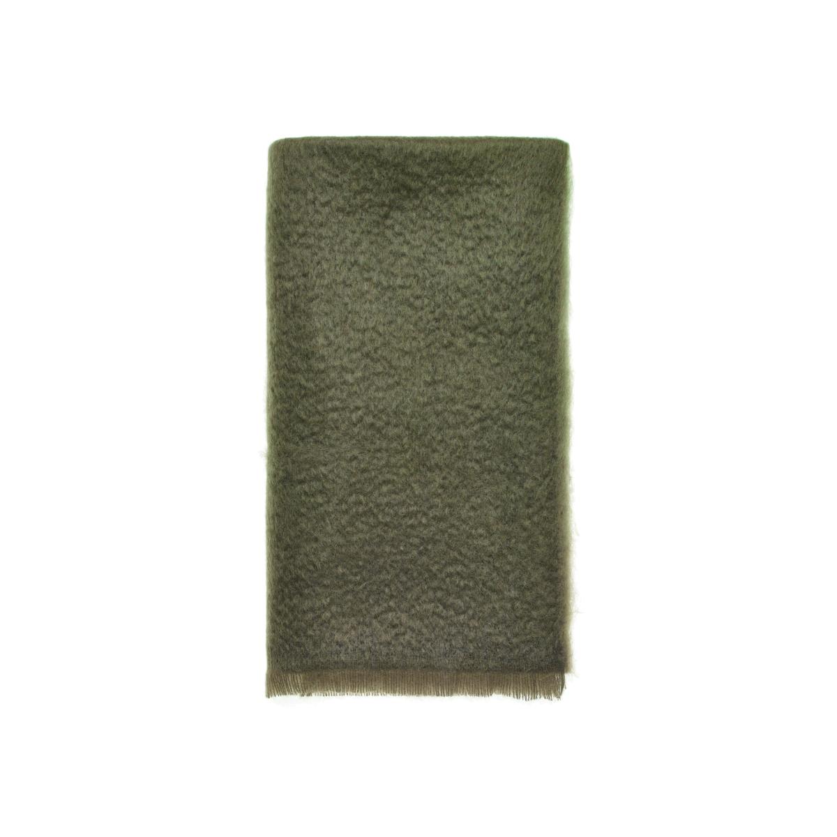 Moseley Mohair Plain Throw by LuxeTapi in Moss Green 135x190cm