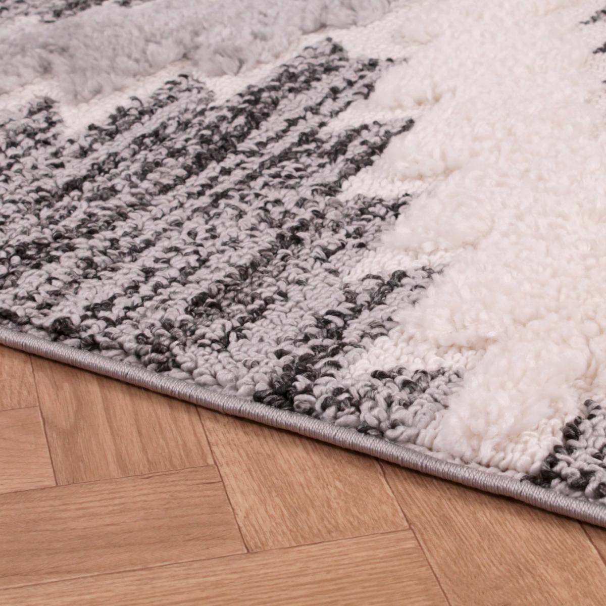 Skandi Visby Kelim Textured Boho Rug in Grey White