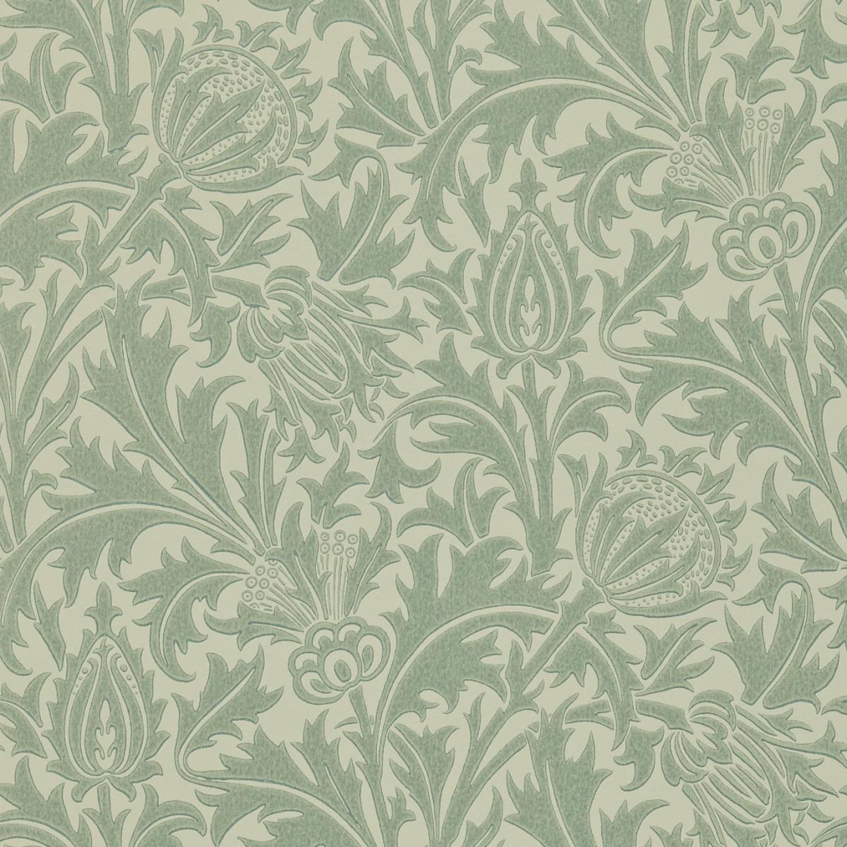 Thistle Wallpaper 210481 by Morris & Co in Eggshell Ivory White Roll