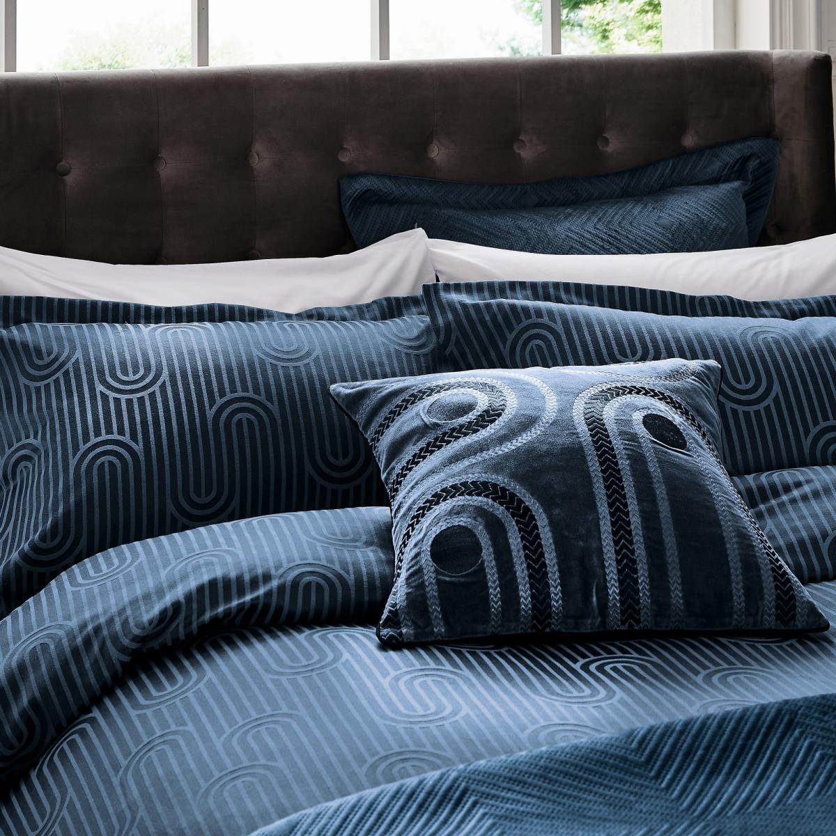 Empire Jacquard Bedding Duvet Cover and Pillowcase by Helena Springfield in Blue 220x230cm – image 2