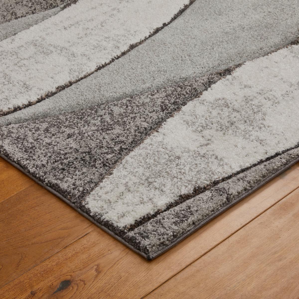 Gio 163F Modern Abstract Wave Rug in Grey80x150cm – image 2