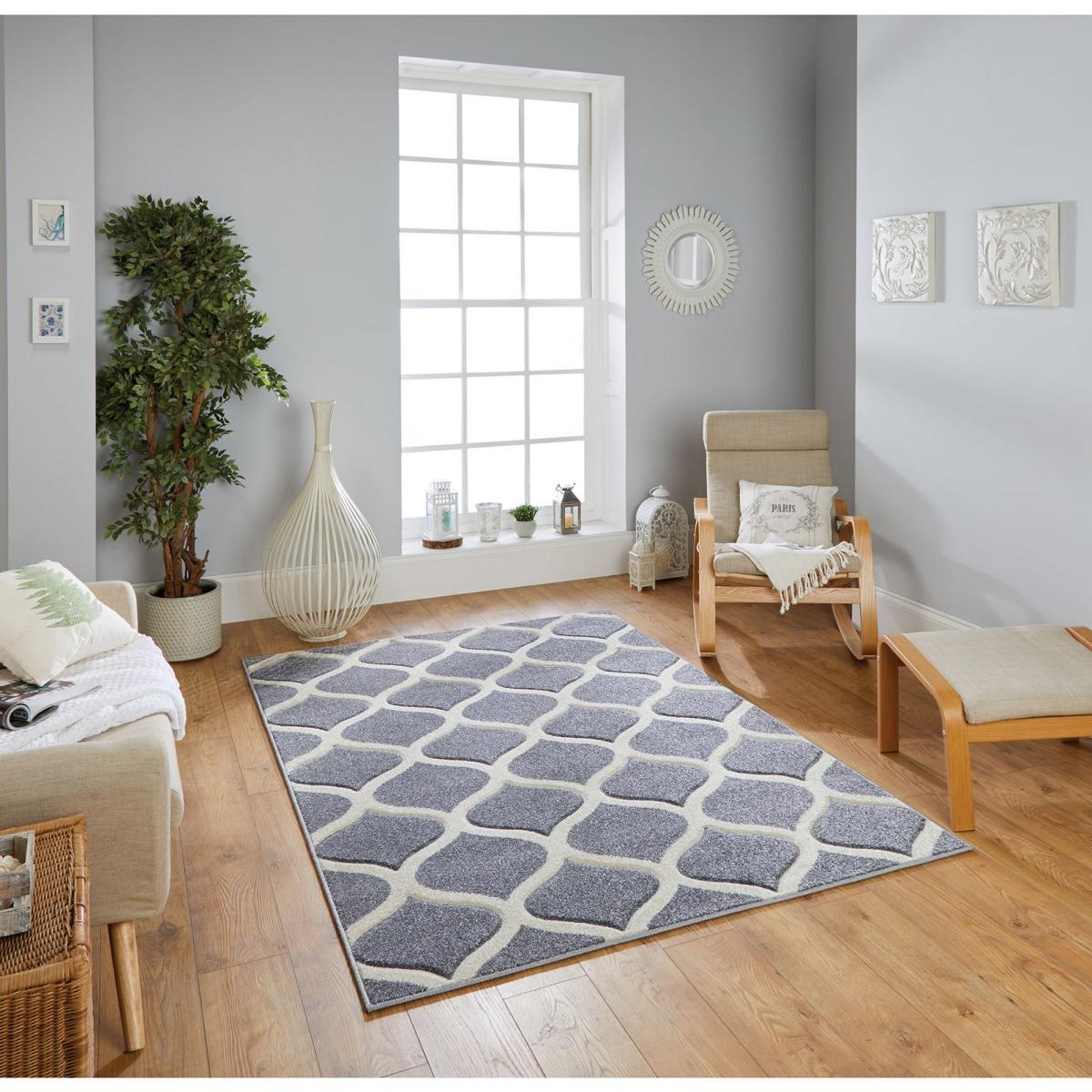 Portland Arabesque Trellis Rugs 1095 1 in Grey Cream 200x285cm – image 2