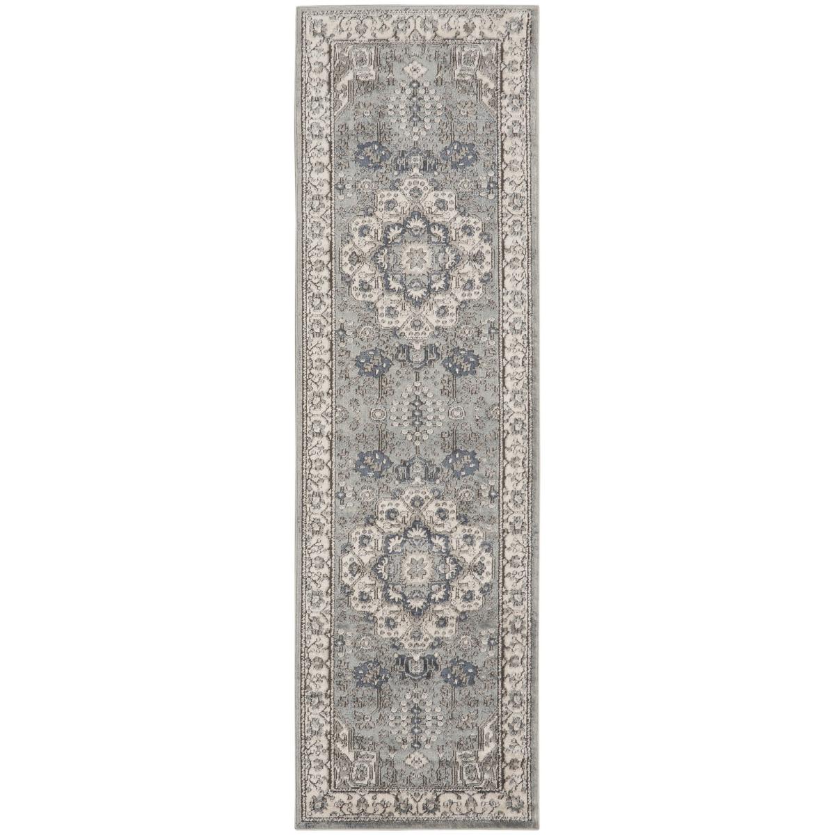 Quarry Traditional Distressed Runner Rugs QUA07 in Grey Ivory by Nourison – image 2