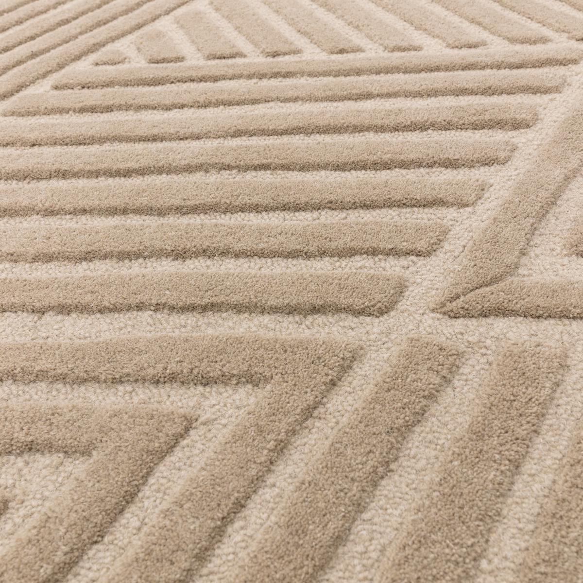 Hague Geometric Textured Wool Rugs in Taupe Brown120x170cm – image 2