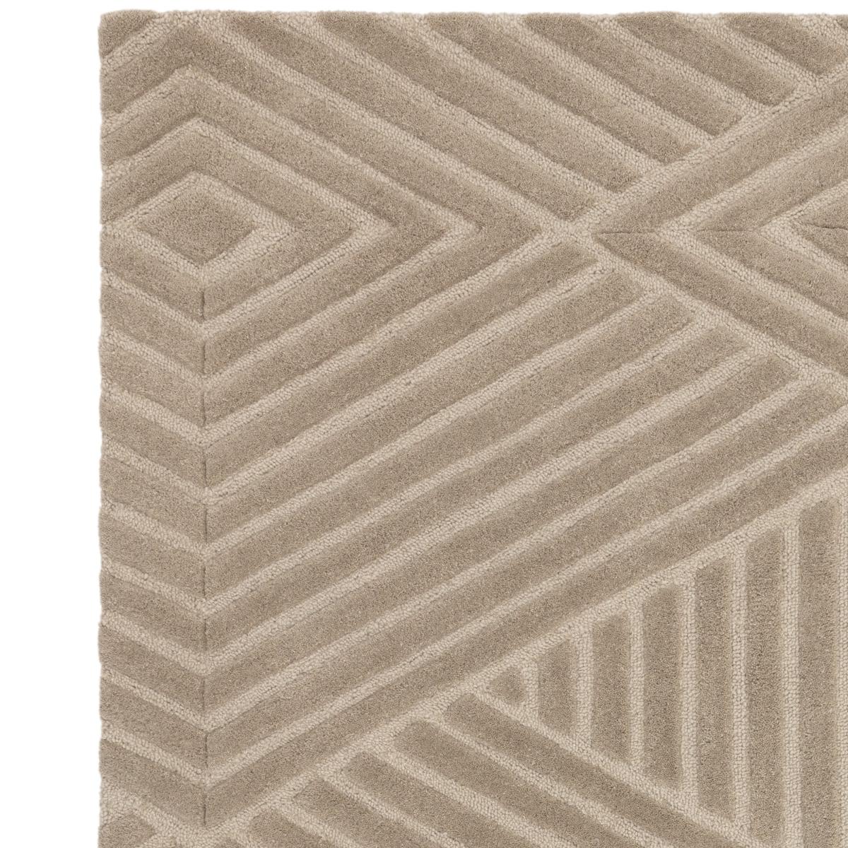Hague Geometric Textured Wool Rugs in Taupe Brown120x170cm – image 3
