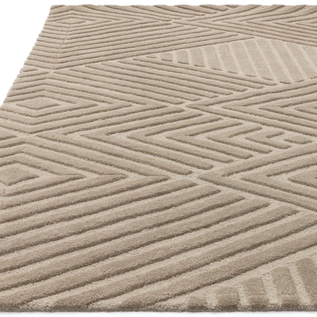 Hague Geometric Textured Wool Rugs in Taupe Brown120x170cm – image 4