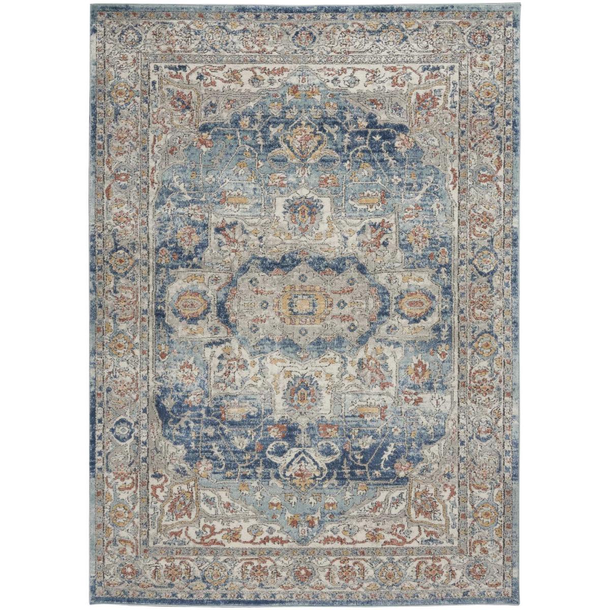 Quarry QUA11 Traditional Distressed Rugs in Ivory Blue 114x175cm – image 5