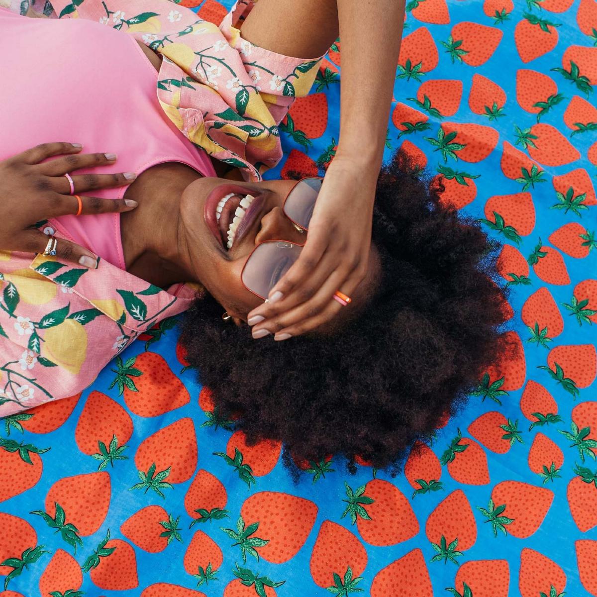 Strawberry Picnic Blanket by Anorak in Red145x250cm – image 2