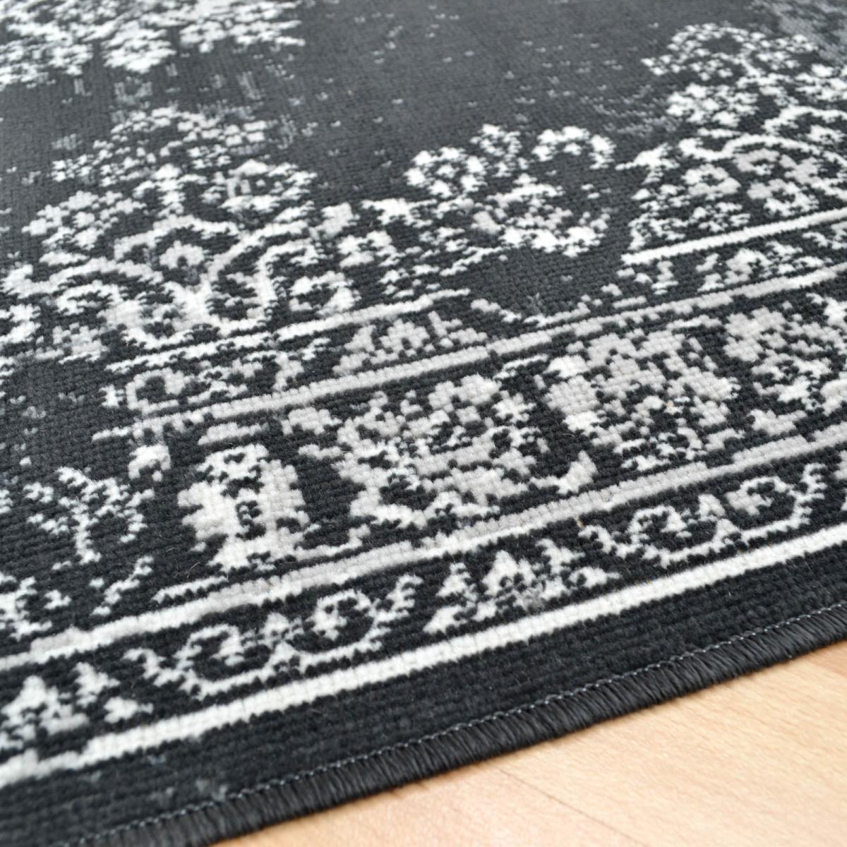 Revive Traditional Medallion Rugs RE03 in Charcoal Grey 120x170cm – image 3