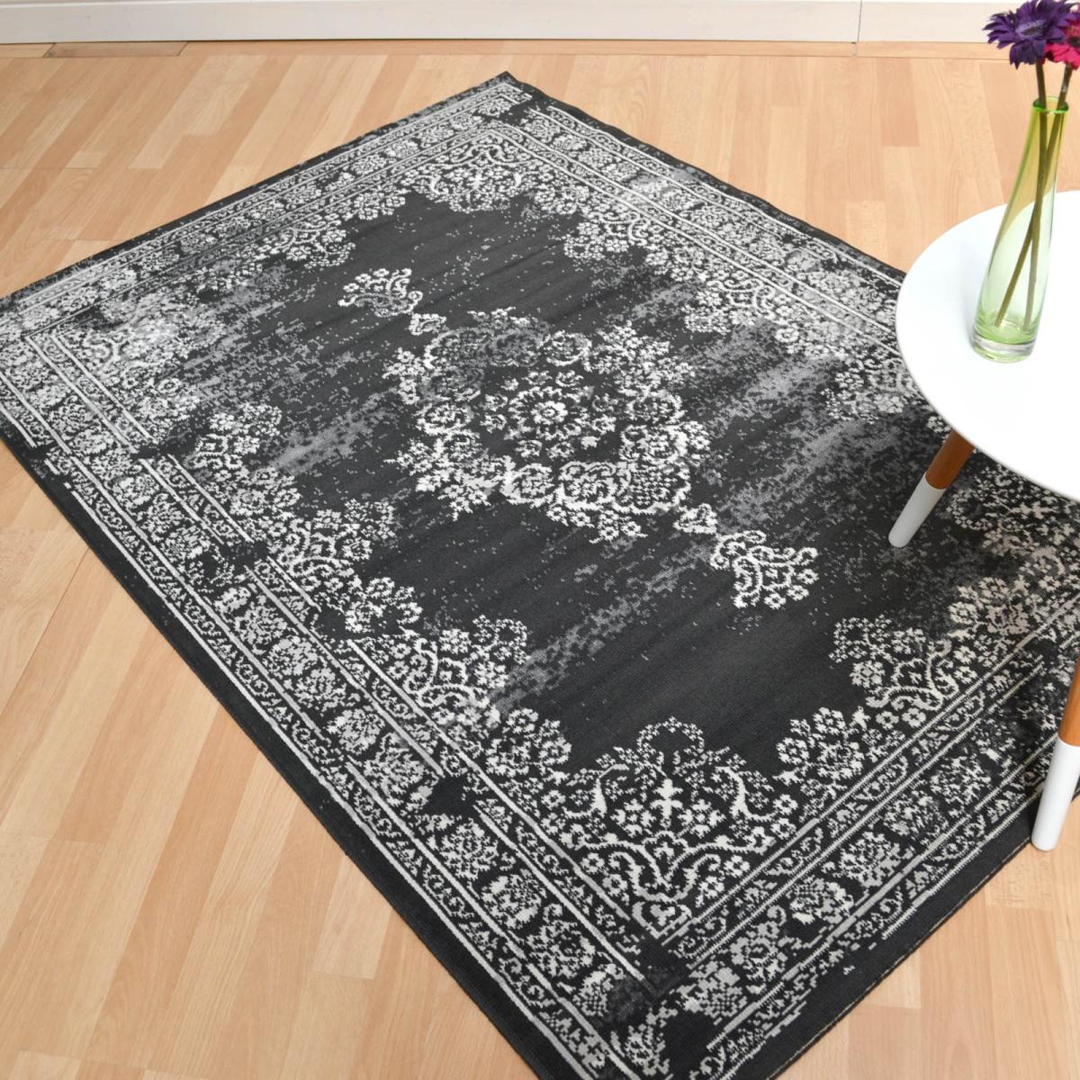 Revive Traditional Medallion Rugs RE03 in Charcoal Grey 120x170cm – image 5
