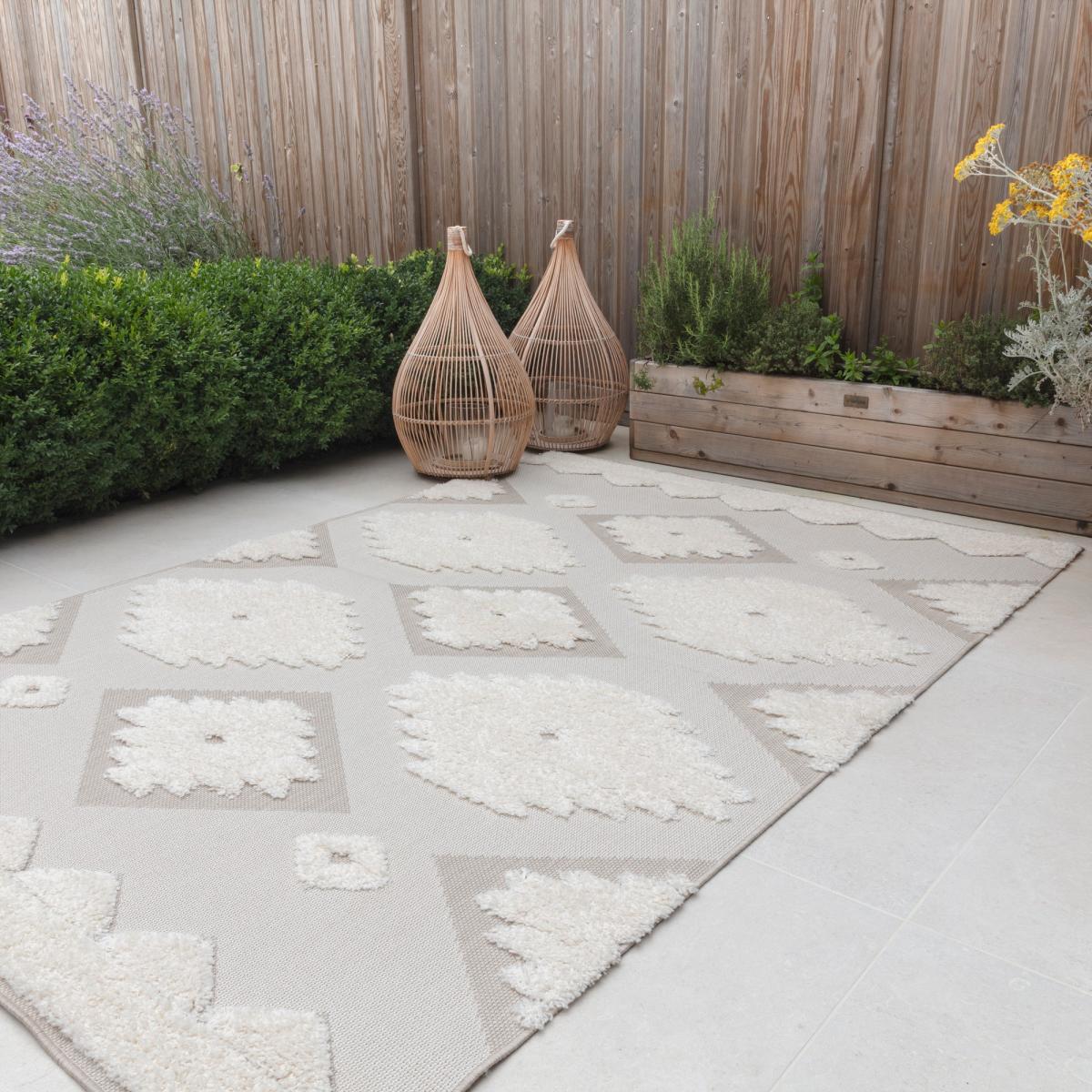 Monty Tribal Geometric Outdoor Rugs in MN02 Natural Cream – image 1