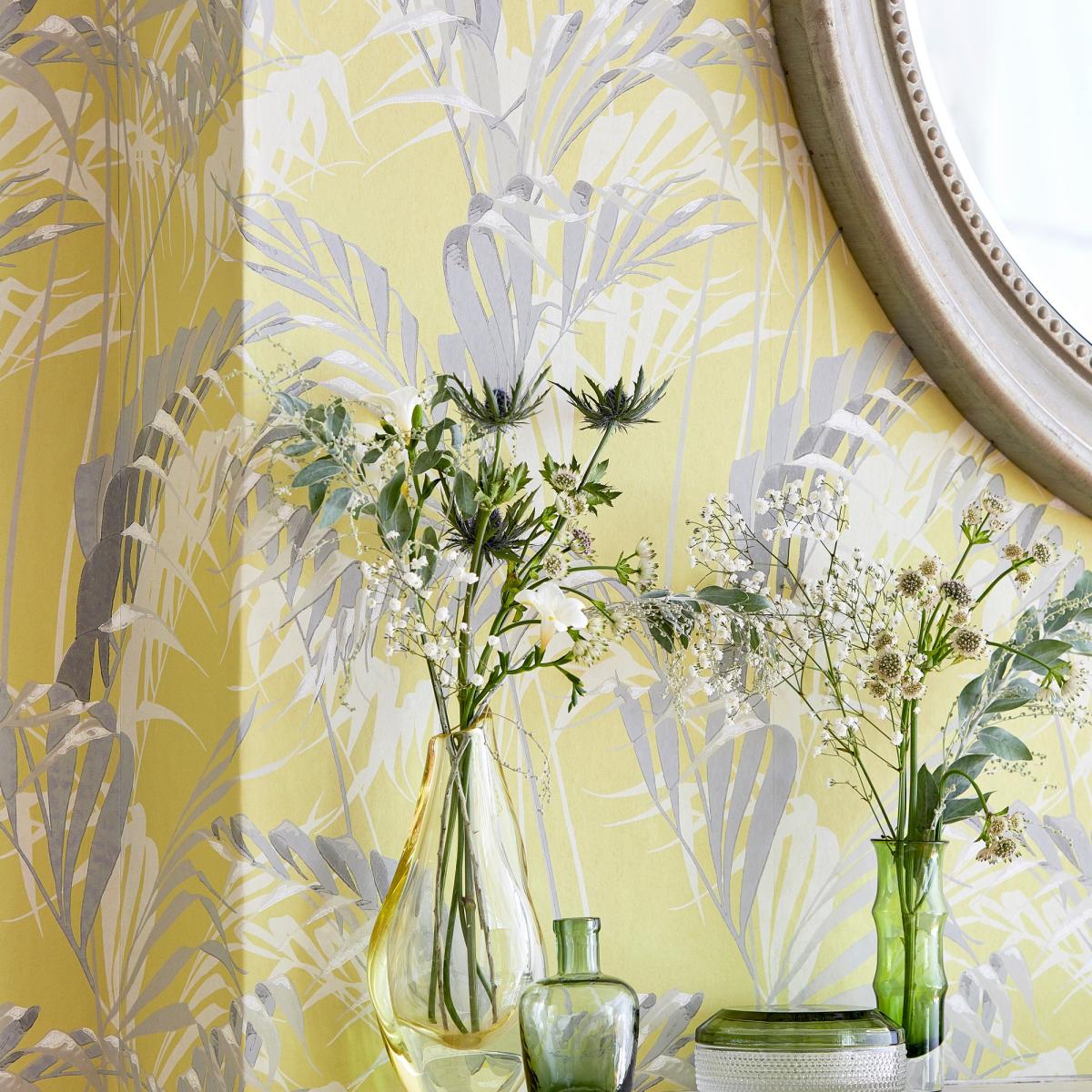 Palm House Wallpaper 216642 by Sanderson in Chartreuse Grey Roll – image 2