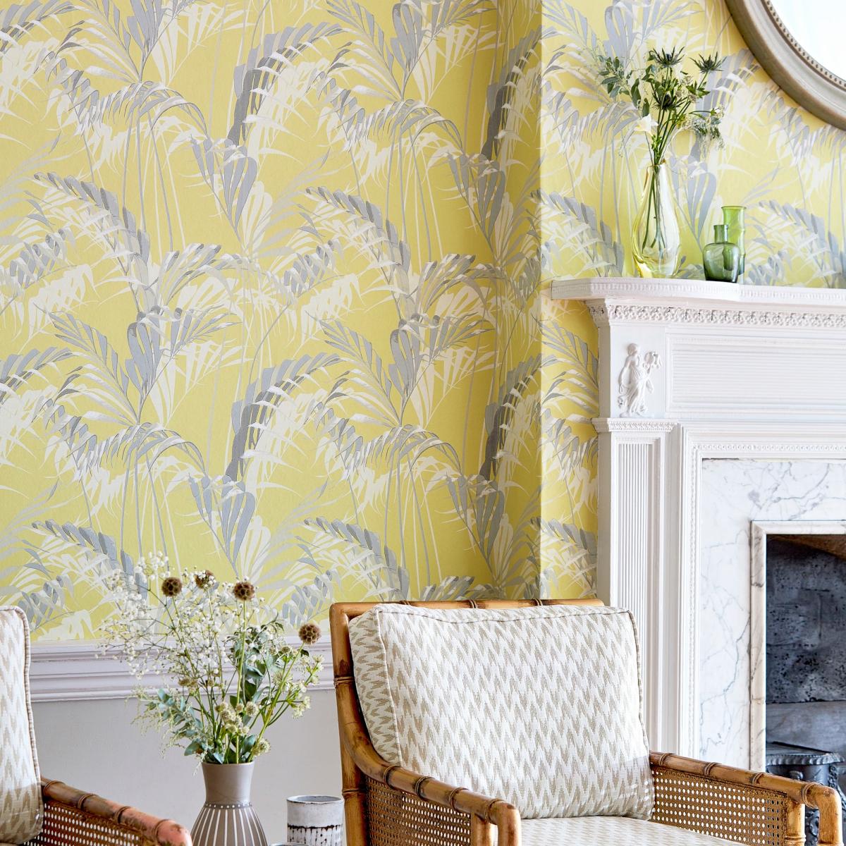 Palm House Wallpaper 216642 by Sanderson in Chartreuse Grey Roll – image 3