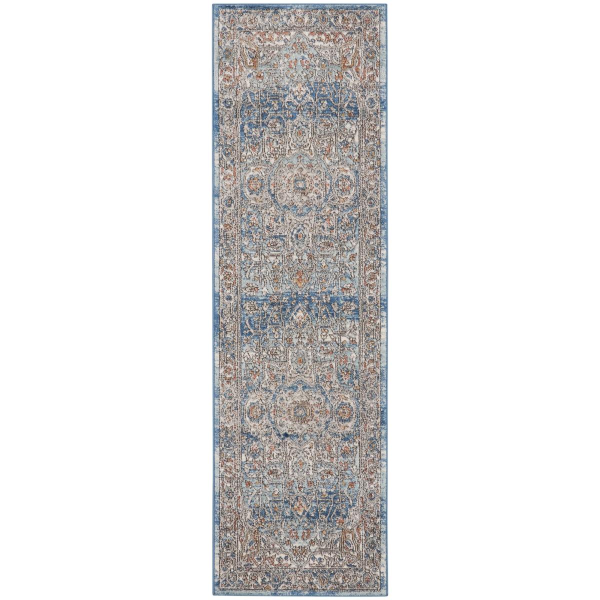 Quarry QUA11 Traditional Distressed Runner Rugs in Ivory Blue 66x229cm – image 2