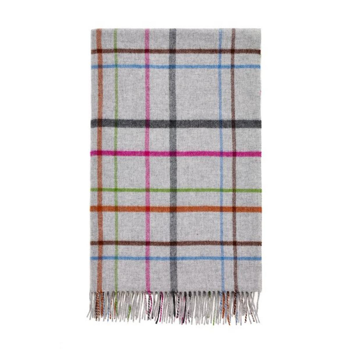 Barnes Tartan Check Merino Lambs Wool Throw by LuxeTapi in Grey Multi140x185cm – image 2