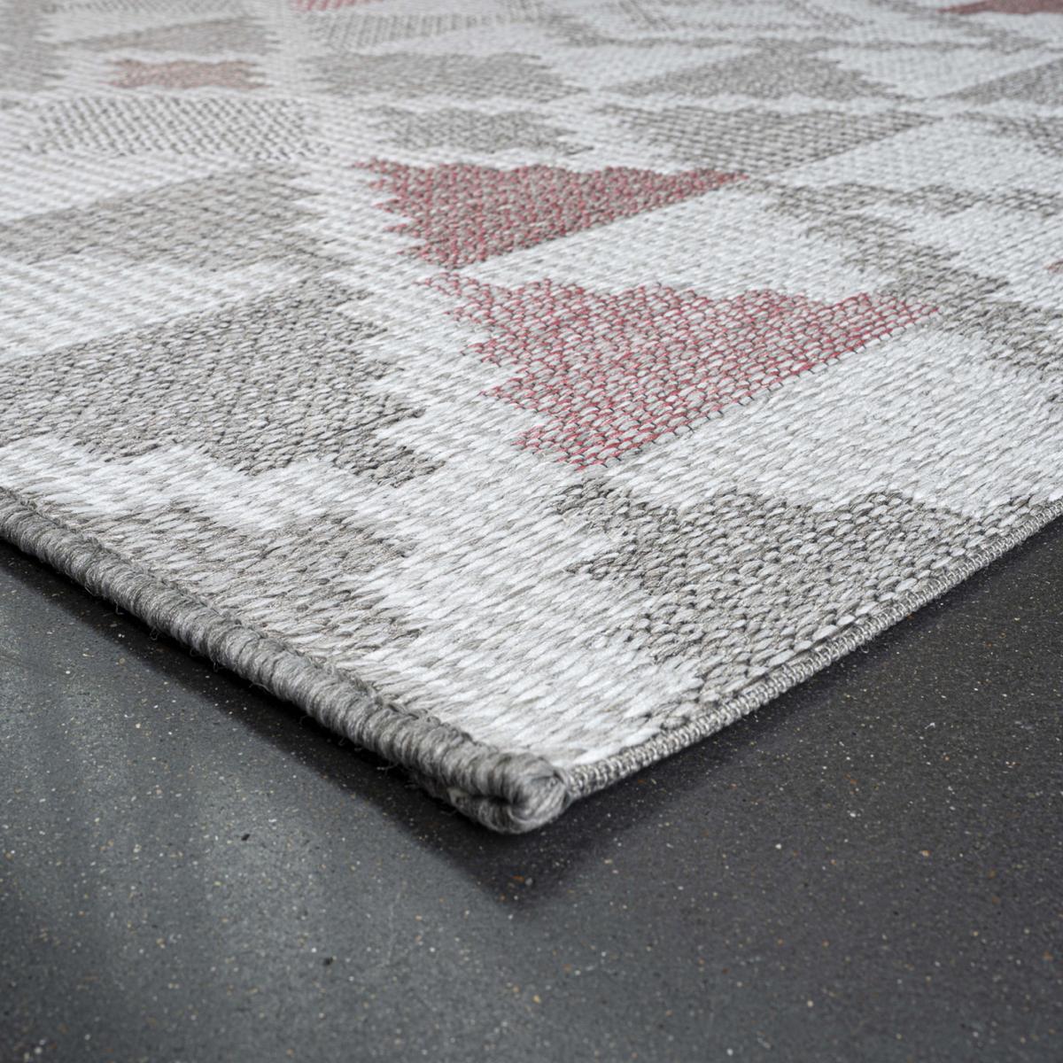 Brighton Flatweave Indoor Outdoor Rugs 98053 8028 in Grey Red160x230cm – image 2