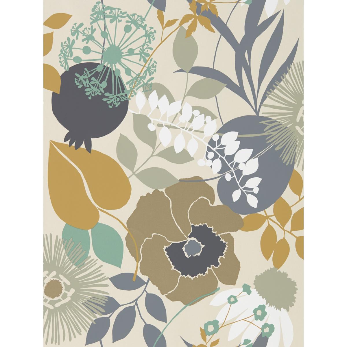 Doyenne Wallpaper 111490 by Harlequin in Ochre Stone Mint Roll – image 3