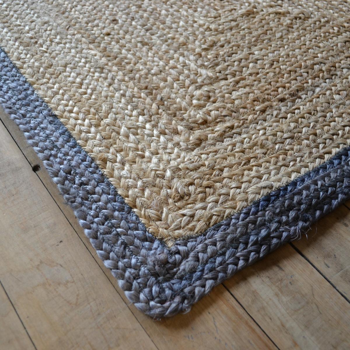 Jute Bordered Woven Modern Rugs in Grey 160x230cm – image 2