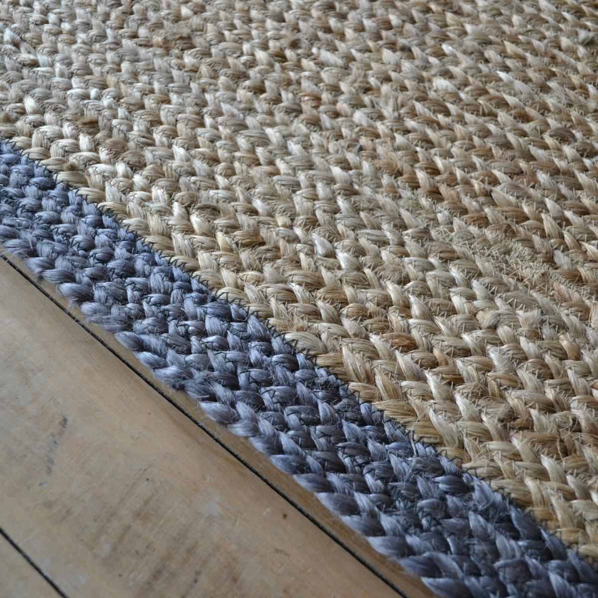 Jute Bordered Woven Modern Rugs in Grey 160x230cm – image 3