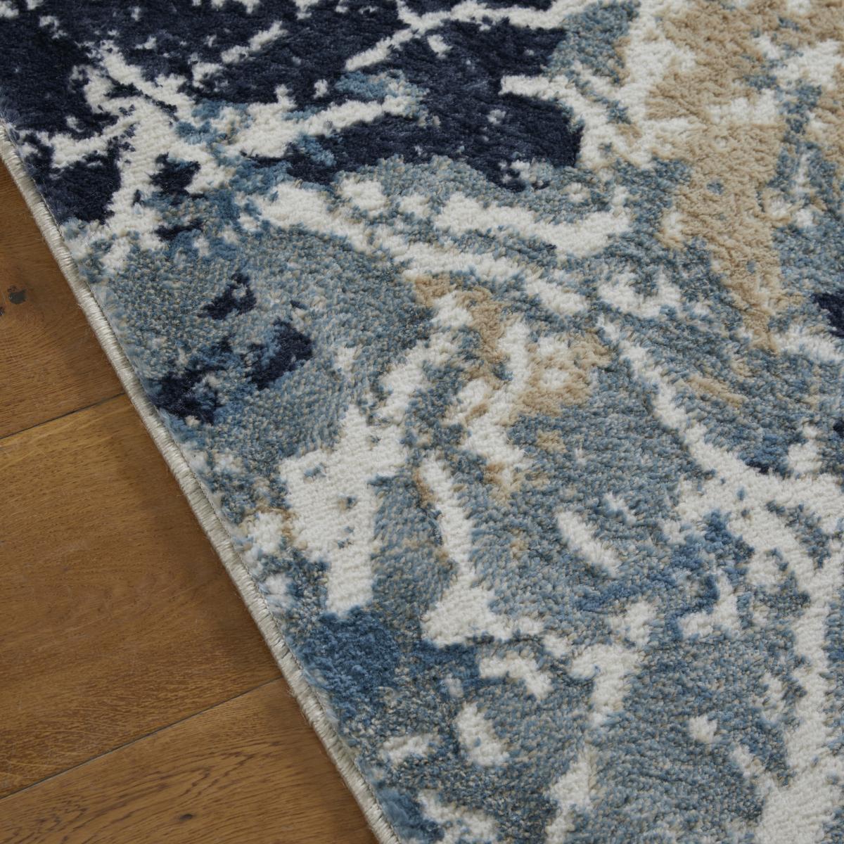 Zoe 2060 J Runner Rugs in Abstract Distressed Blue Multi&nbsp;60x230cm – image 2