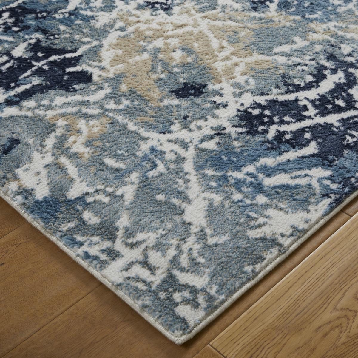 Zoe 2060 J Runner Rugs in Abstract Distressed Blue Multi&nbsp;60x230cm – image 4