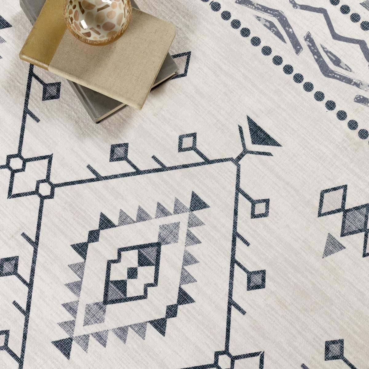 Origins Washable Nomad Aztec Geometric Runner Rug in Grey 67x200cm – image 2
