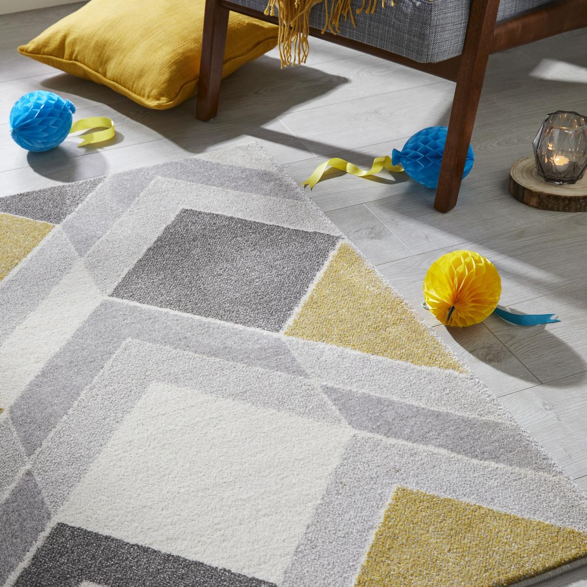 Madrid Geometric Rugs in Grey Ochre – image 2
