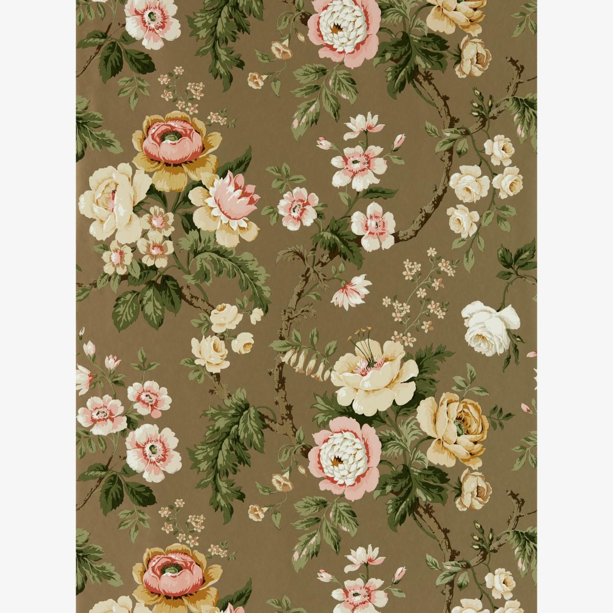 Hykenham Wallpaper 217042 by Sanderson in Gold Metallic Rose Roll
