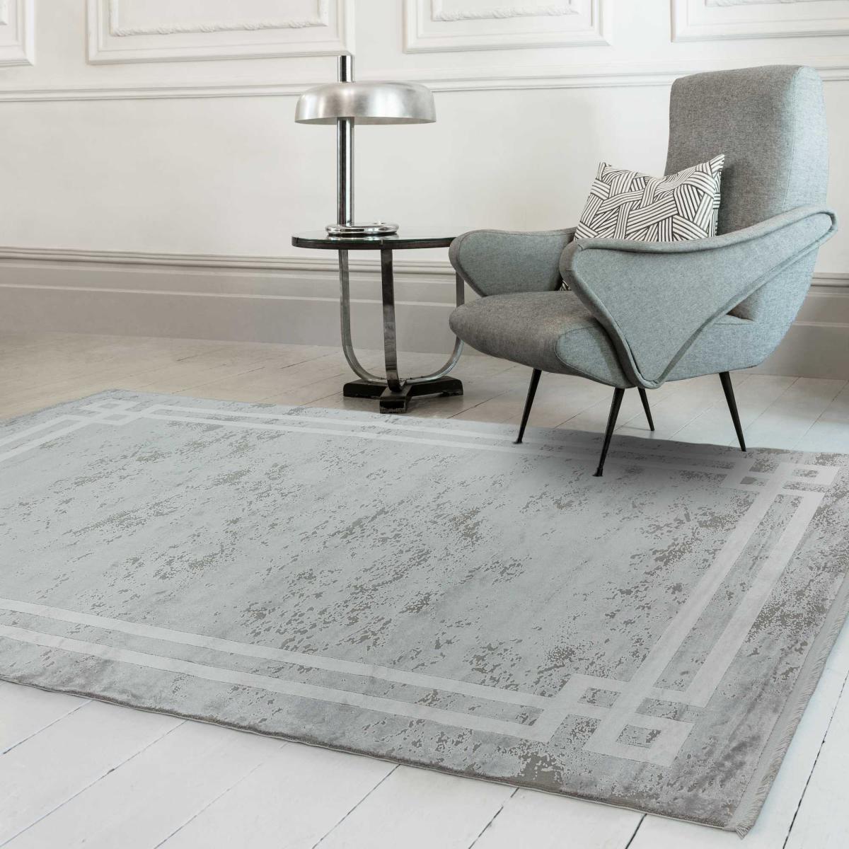 Olympia Border Abstract Rugs in OL01 Grey Pearl – image 1