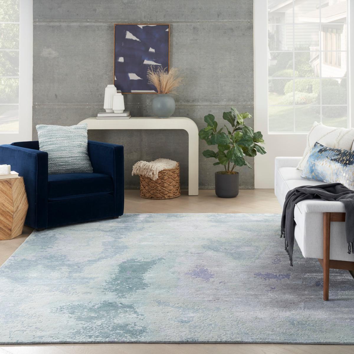 SHA22 Silk Shadows Abstract Rugs by Nourison in Blue Green 236x297cm – image 2