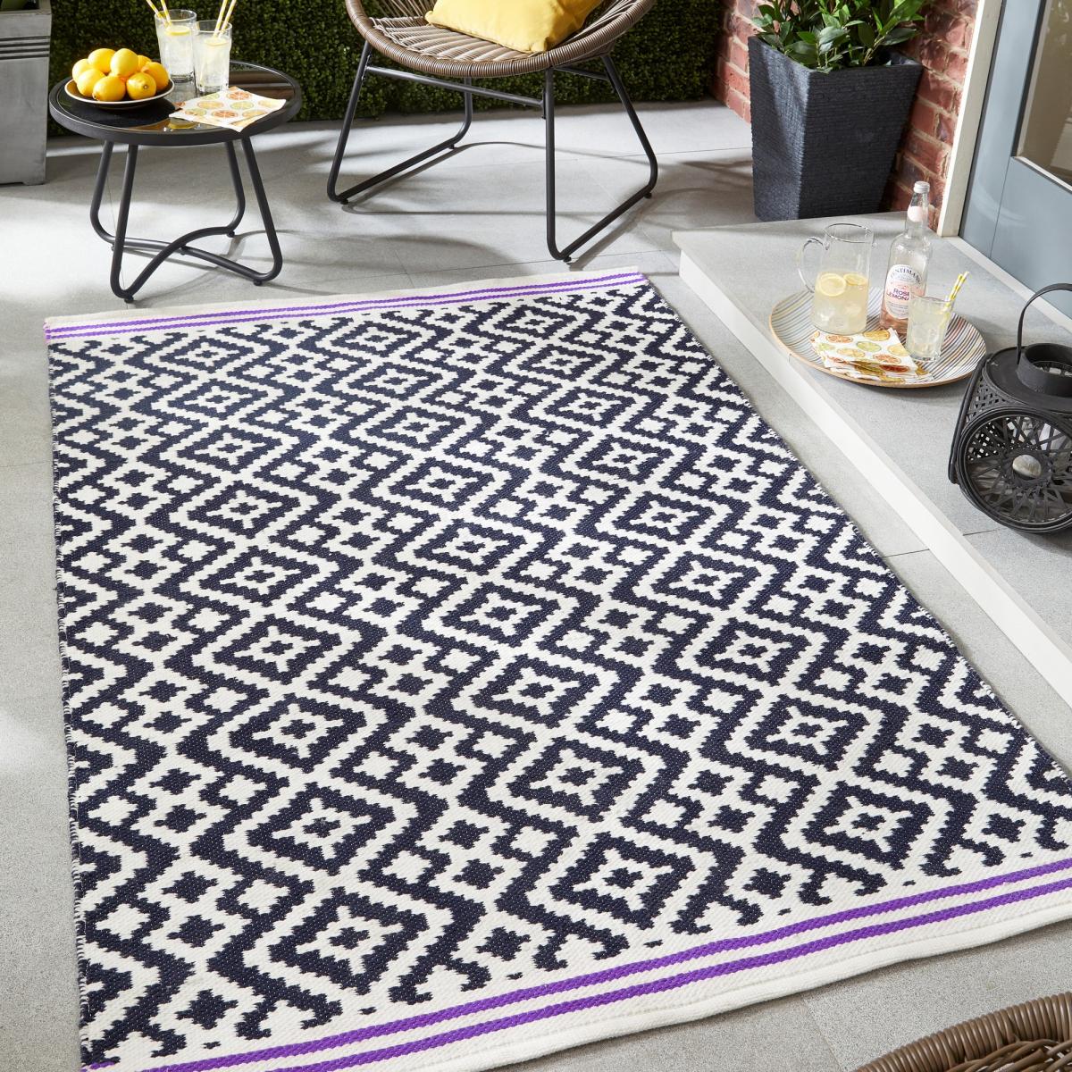 Aztec Geometric Outdoor Rugs in Grey Purple160x230cm – image 2