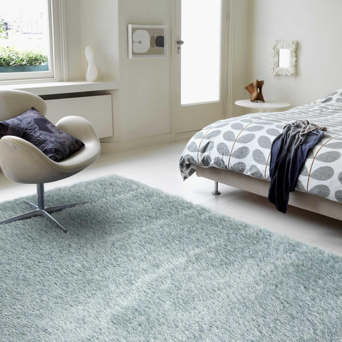 Payton Shaggy Soft Shimmer Rugs in Duck Egg Blue – image 1