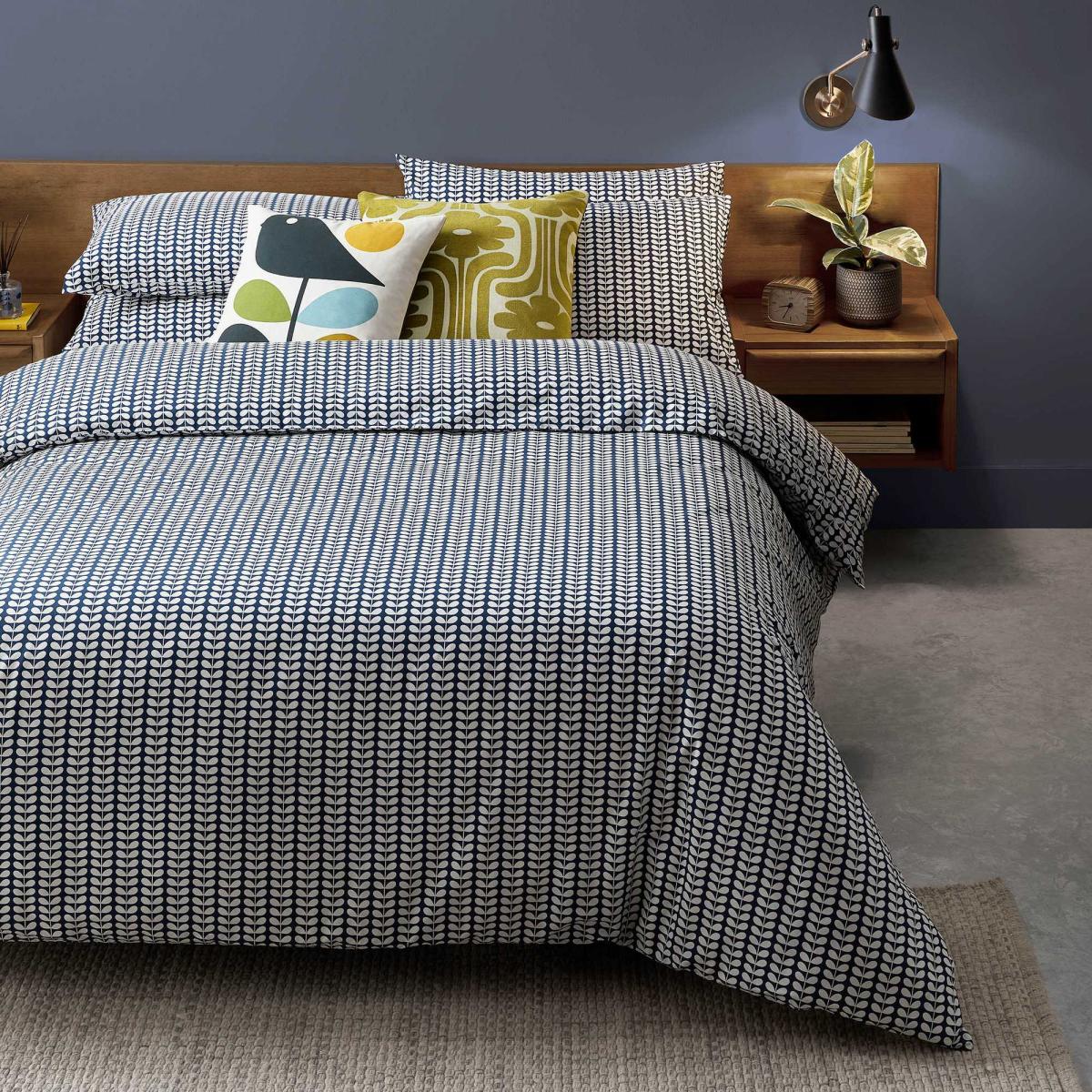 Tiny Stem Cotton Bedding Duvet Cover and Pillowcase by Orla Kiely in Whale Blue 200x200cm – image 1