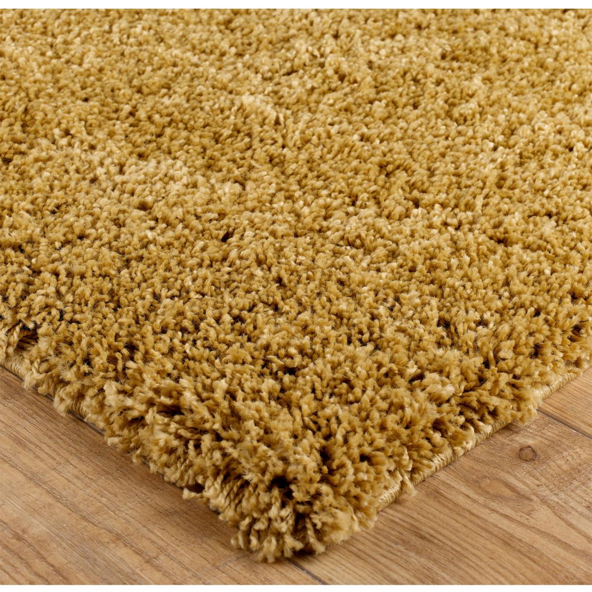 Serene Shaggy Soft Plain Rugs in Gold – image 2