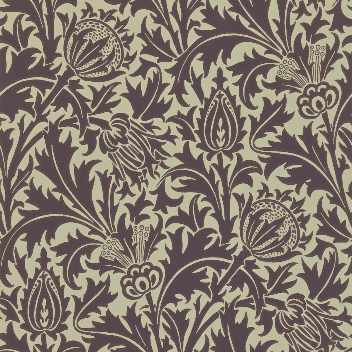 Thistle Wallpaper 210482 by Morris & Co in Mulberry Linen Beige Roll