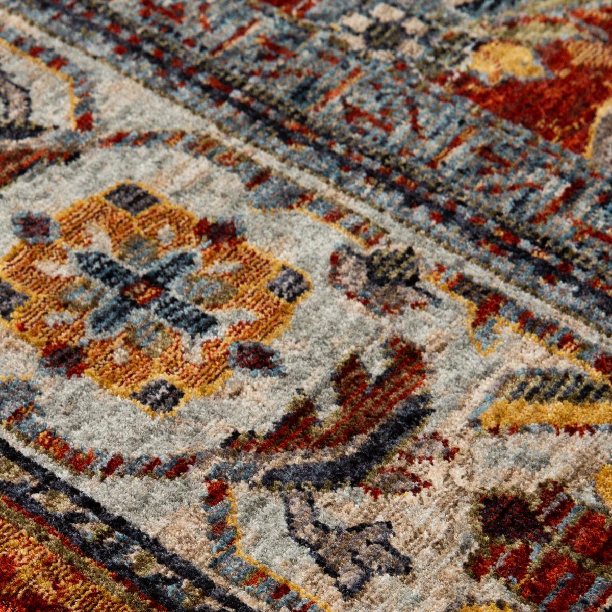Sarouk 53 R Traditional Medallion Runner Rugs in Red Blue Cream 68x235cm – image 2