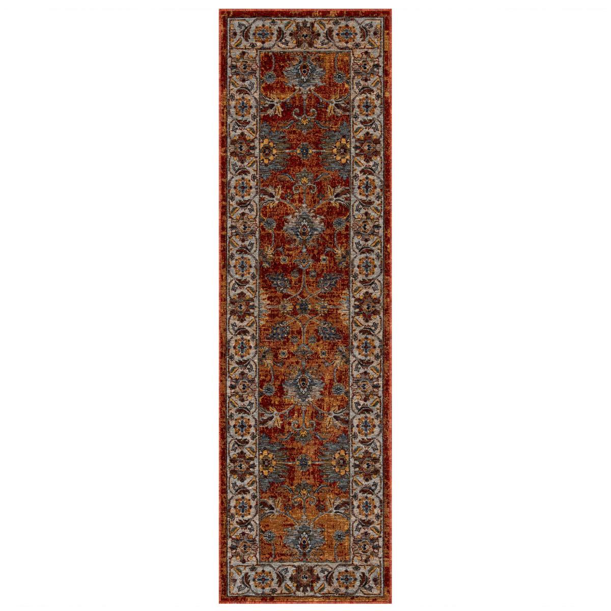 Sarouk 53 R Traditional Medallion Runner Rugs in Red Blue Cream 68x235cm – image 5
