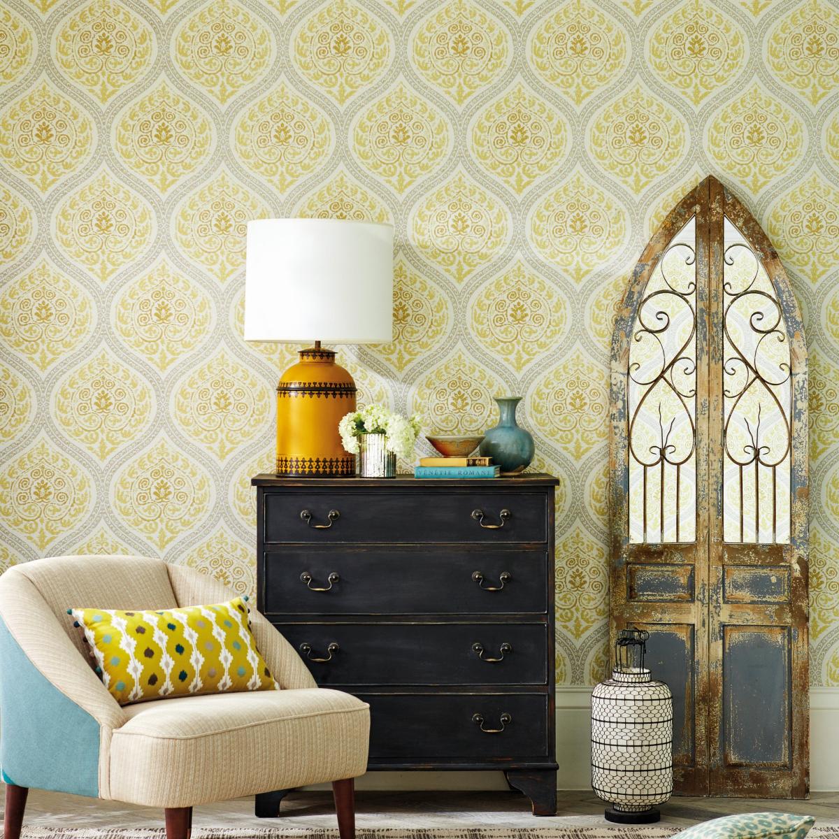 Madurai Wallpaper 216756 by Sanderson in Lemon Yellow Roll – image 2