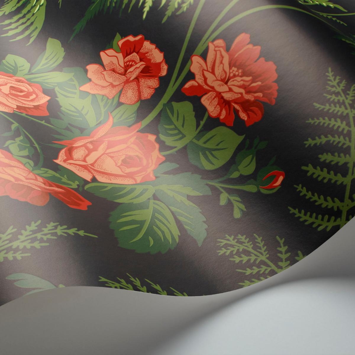 Rose Wallpaper 10030 by Cole & Son in Red Leaf Green Roll – image 2