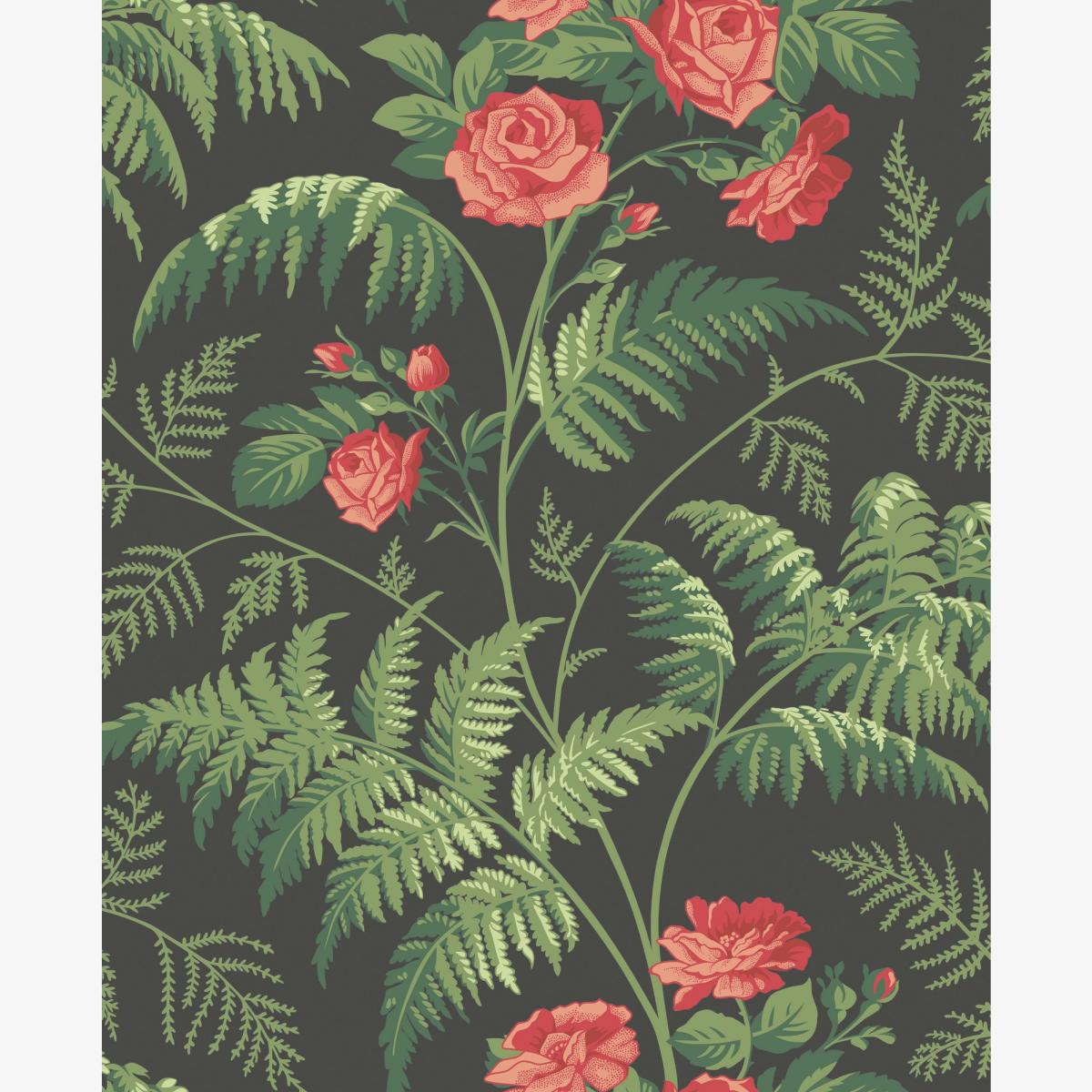 Rose Wallpaper 10030 by Cole & Son in Red Leaf Green Roll – image 1